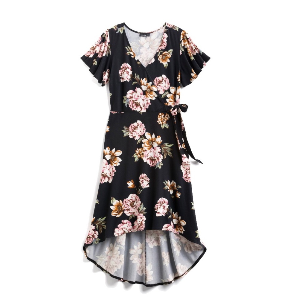 Fortune + Ivy Faux Wrap Brushed Knit Maxi Dress